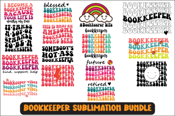 Bookkeeper SVG Sublimation Design Bundle for Crafts & Graphics