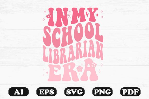 In My School Librarian Era Retro Wavy S Graphics