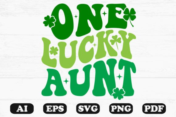 One Lucky Aunt Retro Wavy SVG: Graphics for Crafts & Local Branding