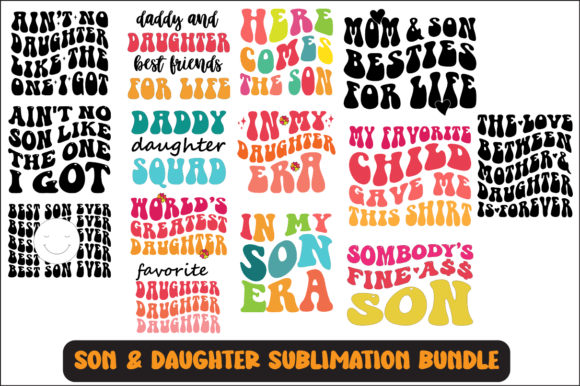 Son Daughter SVG Sublimation BUNDLE: Graphics for Heartfelt Crafts